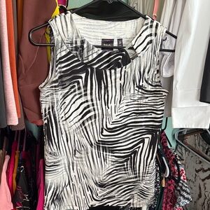 Kaktus Monochrome Zebra Print Tank Top